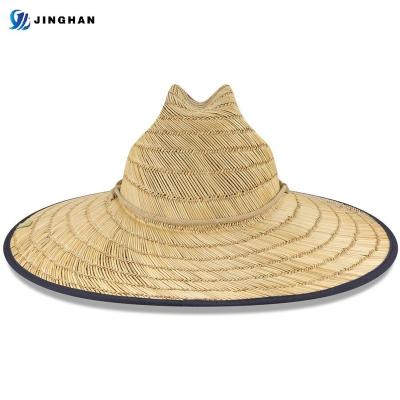 China Fashion \ Logo Factory Direct High Crown Custom Made Comfortable \ Durable Chin Strap Natural Straw Hat Adjustable for sale