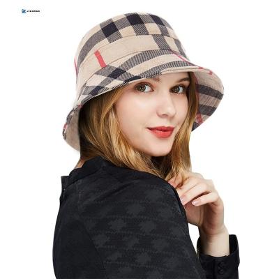 China Striped 2022 Hot Selling Vintage Fisherman Plaid Tartan Bucket Rollable Hats For Dating for sale