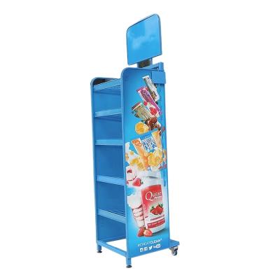 China Lovely Stand Show Custom Wire Display Store Metal Floor Rack Food Candy Snacks Display Rack Point Of Purchase for sale