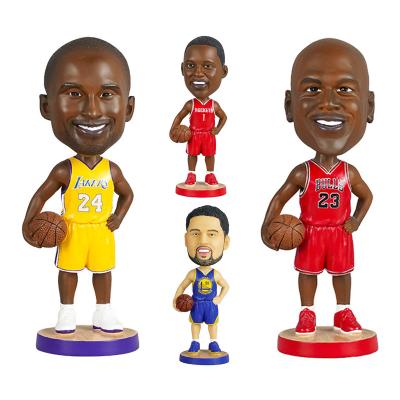 China Europe Resin Basketballer Famous People Figurine Decorative Dashboard Bobblehead Toy Figures Doll Custom Bobble Head For Home Decor for sale