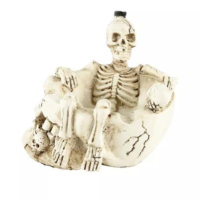 China American Style Halloween Skeleton Ashtray Office Home Decors Arts And Crafts Factory Customized  Antique Imitation Resin Skulls Ashtray for sale