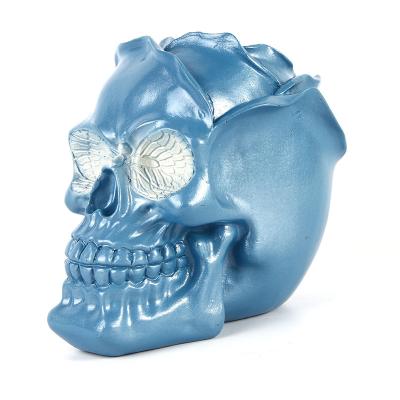 China Home Decoration Human Skeleton Head Pillar Candles Holder Handmade Resin Tealight Candlestick Holder Gothic Decor Container for Halloween for sale