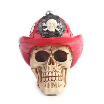 China Europe American Western Denim Style Resin Skull Head Statue For Halloween Carved Skull Head Halloween Decoration Gifts for sale