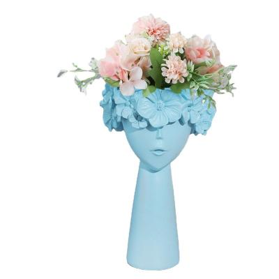 China Modern European Style Resin Plant Pot Modern Home Decoration Sculpture Interior Resin Crafts Furnishing Articles Decoration Flower Vase for sale