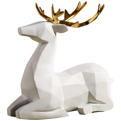 China Europe Nordic resin geometric elk pendant animal origami deer living room TV cabinet resin model desktop ornament resin craft for sale