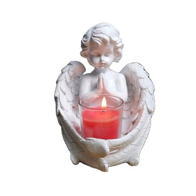 China Weddings Custom Resin Vintage White Guardian Angel Candlestick Holder Statues Decor Wedding Christmas Votive Candle Angel Candle Holders for sale