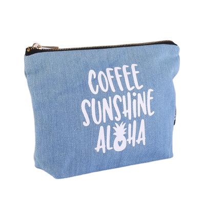 China Custom Print Cotton Canvas Pencil Zipper Cosmetic Bag Zipper Cosmeticos Gift Bags for sale