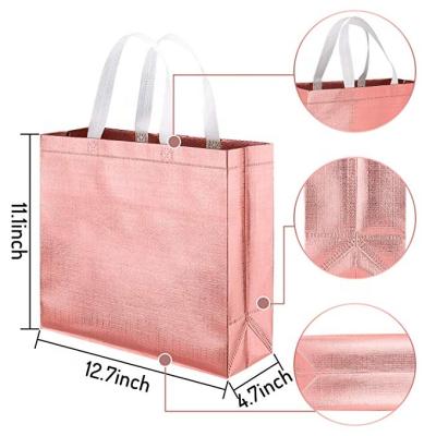 China Laser Rose Handled Metallic Laminated Non Woven Packaging Shopping Bag for sale