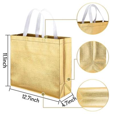 China Custom PP Non Woven Rope Handle Shopping Bag Metallic Luxury Recycle Tote Bag With Lamination for sale