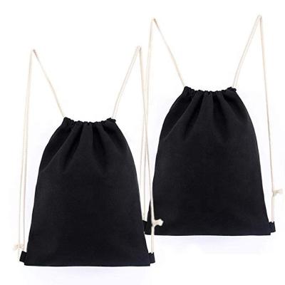 China Eco-friendly custom natural drawstring bag cotton backpack rope handle suction string bag for sale