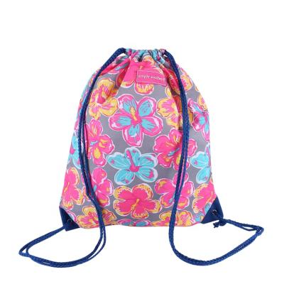 China Custom print travel bag cheap nylon 210d polyester drawstring eco waterproof bag for sports for sale