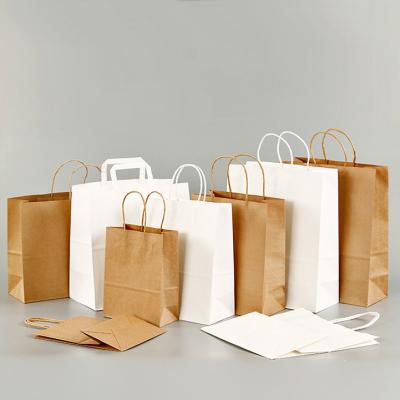 China Recyclable In Stock Wholesale Colorful Foldable Paper Shopping Bag With Handle Kraft Paper Bag With Your Own Logo for sale