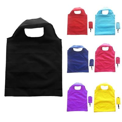 China Wholesale Custom Foldable Pocket Tote Bags Printed Polyester Folding Shopping Grocery Bag for sale