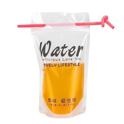 China Custom Clear Beverage Juice Moisture Proof Bag With Hole Logo Hanging Printable Holder On Juice Beer Beverage Bag for sale