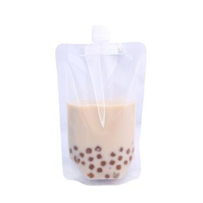 China Aseptic Custom Clear Juice Plastic Packaging Bag Reusable Suction Spout Printable Beverage Packaging for sale