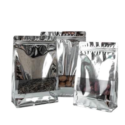 China Custom Translucent Aluminum Foil Sealed Eight Sides Sealing Zipper Window Film Food Packaging Aluminum Dry Bag Tea Soy Bag Translucent Bag for sale