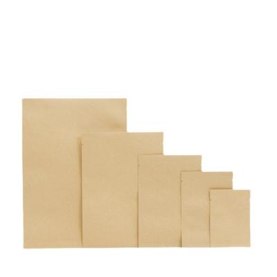 China Three Sides Sealing Biodegradable Biodegradable Bag Heat Sealed Small Food Kraft Paper Bag for sale