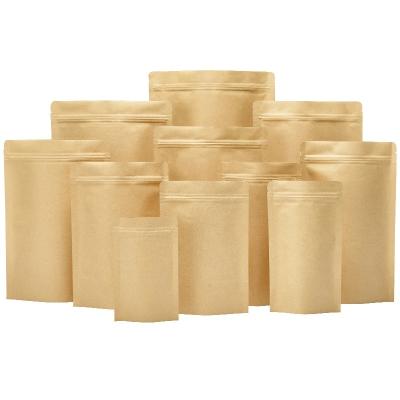 China Recyclable Hot Selling Biodegradable Brown Sealed Brown Stand Up Bag Food Kraft Paper Bag Coffee Kraft Paper Bag for sale