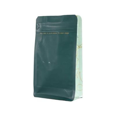 China Customized Matte Aluminum Foil Plastic Packaging Bag Zipper Moisture Proof Free Coffee Bag With Valve Aluminum Foil Flat Bottom Bag for sale