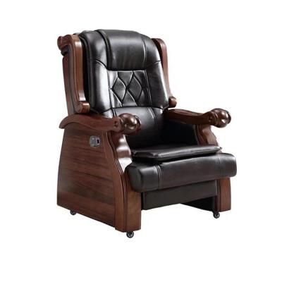 China Newest Hot Modern Commercial Frame Office Chair Wood Walnut Big Leather Table Desk Chair for sale