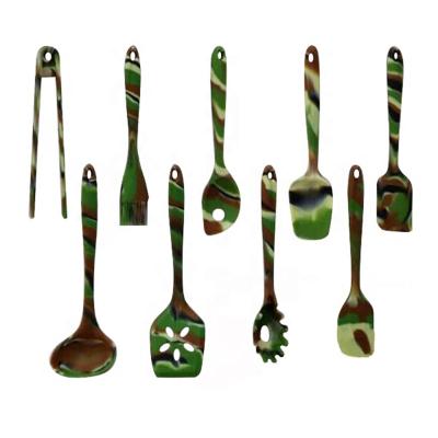 China Sustainable Silicone Cookware Set With Camouflage Color Of Kitchen Tools for sale