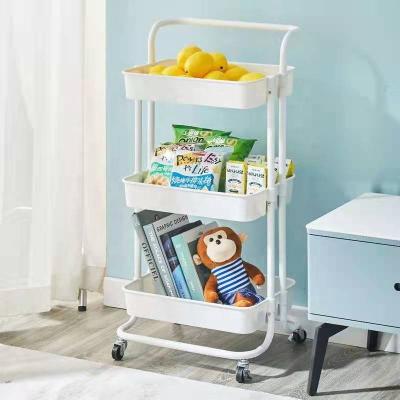 China Factory Kitchen Bathroom Bedroom Living Room Belt Wheel Mobile Storage Rack Multi Layer Storage Trolley for sale