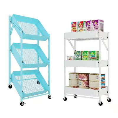 China Power Serving Coating Metal Food Workspace Kitchen Storage Trolley 3 Tiers Portable Rolling Cart Sustainable Rolling Cart for sale