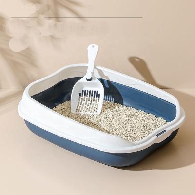 China New Sustainable Cat Litter Box Pet Supplies Easy To Clean Cat Toilet Trash Can Pet Large Built-in Open Cleaning for sale