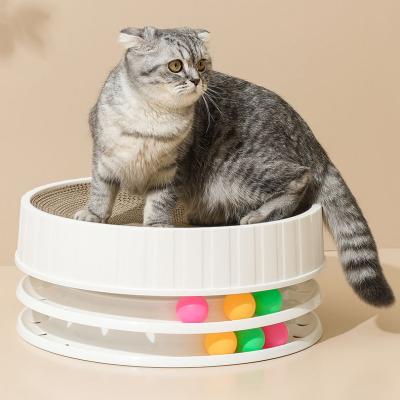 China Factory Direct Sale Hot Pet Stored Cat Scratching Board Cat Nest Double Layer Toy Ball for sale