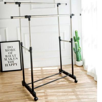 China Factory direct sale postmodern double pole metal stainless steel large capacity clothes drying rack hanger for sale