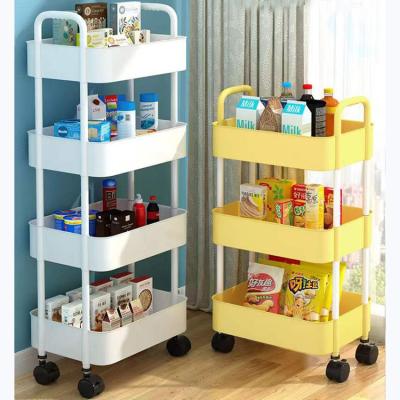 China Four Layers Durable High Quality ABS Storage Racks And Holders With Wheels Storage Rack Household Kitchen Storage Cart for sale