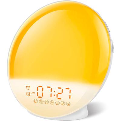 China Smart Voice Control Simulated White Noise Light Electronic Kids Natural Light Children's Bedside Sunrise And Sunset Alarm Clock LED Alarm Clock for sale