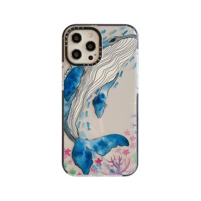 China Anti-fall for iPhone 12 Mobile Cover Case Print Whales and Flowers Phone Case for sale