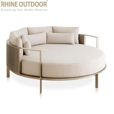 China Modern New Design All Weather Outdoor Furniture Round Sofa Bed Loverseat Pool Chair for sale