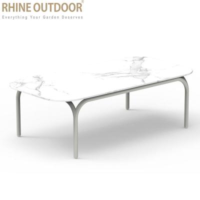 China RHINE Modern Outdoor Furniture Garden Hotel Rectangle Aluminum Coffee Table for sale