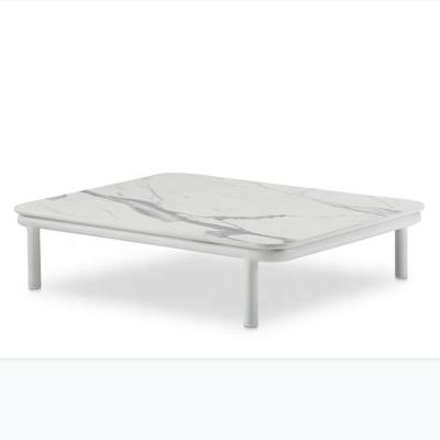 China Best Modern Selling High Quality Nordic Marble Coffee Table White Wrought Iron Coffee Table for sale