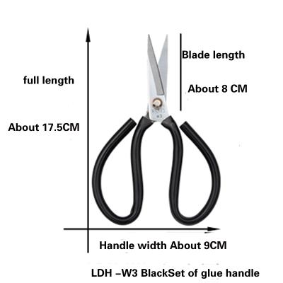 China Cloth Sewing Glue LDH W3 BlackSet Handle Civilian High Straight Cut Sci Stainless Steel Scissors Household Scissors Scissors for sale