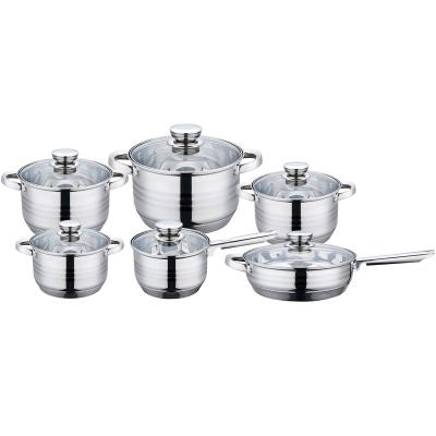 China Sustainable Wholesale Cheap And Knob Kitchen Stainless Steel Ergonomic Handle Cookware Sets Cooking Pot for sale