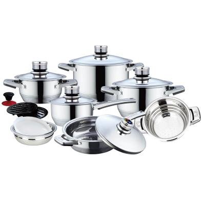 China Factory direct sale viable high quality stainless steel with button thermometer non stick cookware set for sale