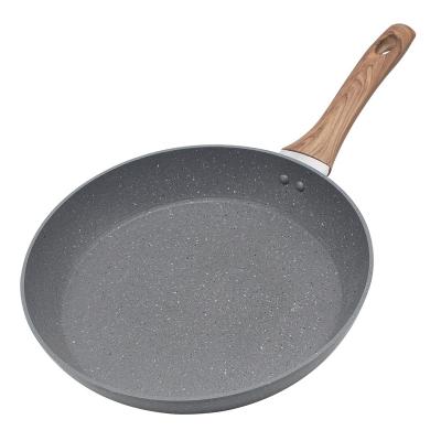 China CLASSIC Hot Sale 28cm Color Handle Nonstick Aluminum Frying Fan Pan Induction Bottom Cookware Wooden for sale