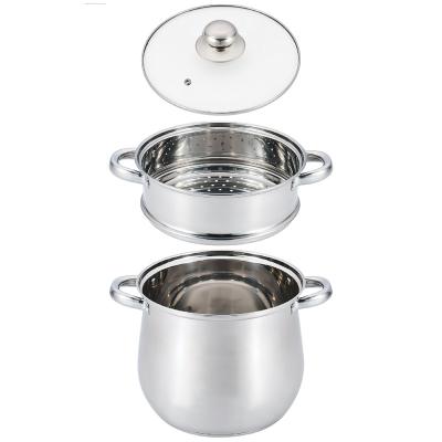 China Practical Design 4/6/8/12/14L Stainless Steel Steamer Pot Glass Lid Two Layer Couscous Cous Pot Cookware for sale