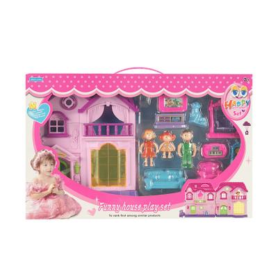 China Girls House DIY Miniature Dollhouse Kit Pink Villa Home Furniture Miniature Toys for sale