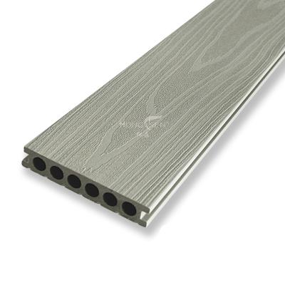 China Frosted Lightgray Exterior Anti Slip Co Extrusion WPC Decking 140x25mm for sale