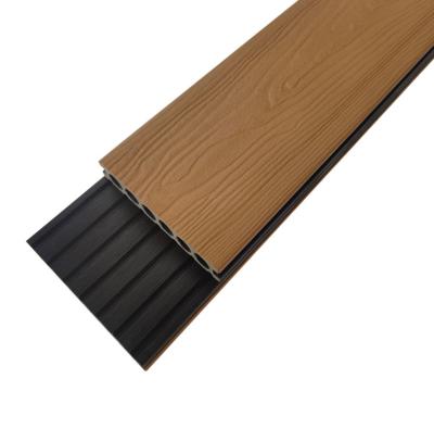 China Teak Color Wood Pattern 3D Embossed Co Extruded Composite Decking for sale