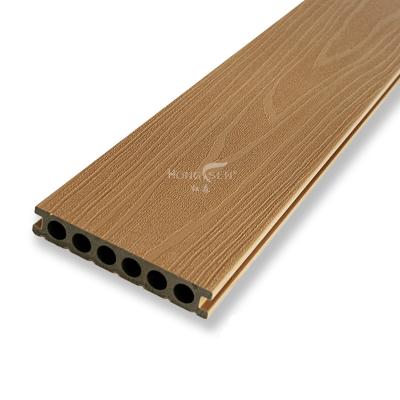 China Embossed Teak Color External Decoration Co Extrusion WPC Wood Decking Outdoor for sale