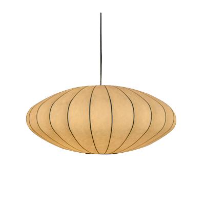 China New Design Retro Light Restaurant Hotel Ceiling Loft Lighting Oval Silk Cloth Pendant Lamp Silk lamp Bubble lamp for sale