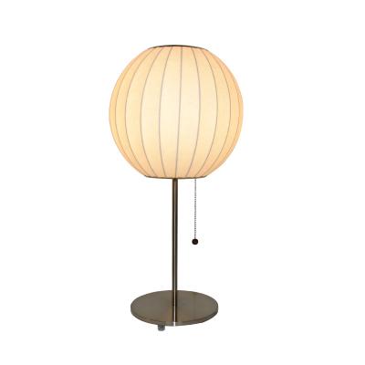 China Silk Table Lamp Bedside Lamp Living Room Fabric Natural Silk Desk Lamp Spherical Decorative Table Light for sale