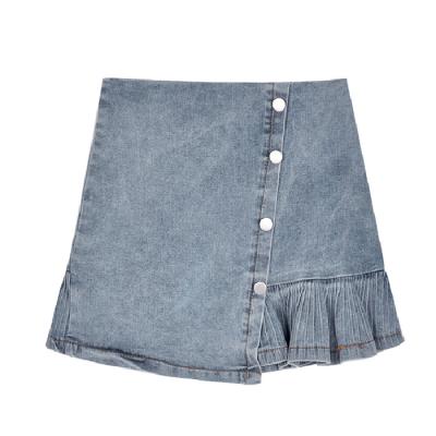 China New Girl Breathable Irregular Skirt High Waist Denim Shorts Skirt Slim Pleated A-Line Women for sale