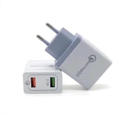 China QC 3.0 Dual USB Plug Travel Charger Adapter Quick Charging Multi USB Wall Charger Cell Phone Wall 2usb Charger Mobile Phone for sale