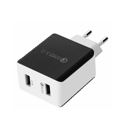 China Mobile Phone USB Quick Charge QC3.0 Charger Adapter 2 Ports With EU Plug Travel Wall Fast Charging 3.0 Mobile Phone Fast Charging Charger for sale